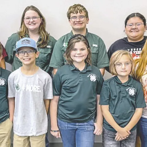 Milam County participants in the Tri-County Consumer Decision Making Camp were (front row, L-R) James Holcombe, Winston Walzel, Abbie Basonic, Mackenzie Holcombe, Kendall Hertenberger; (back row, L-R) Micah Holcombe, Becky Castillo, Maddie Basonic, Luke Holcombe, Brioni Bolivar and Ally Smitley.