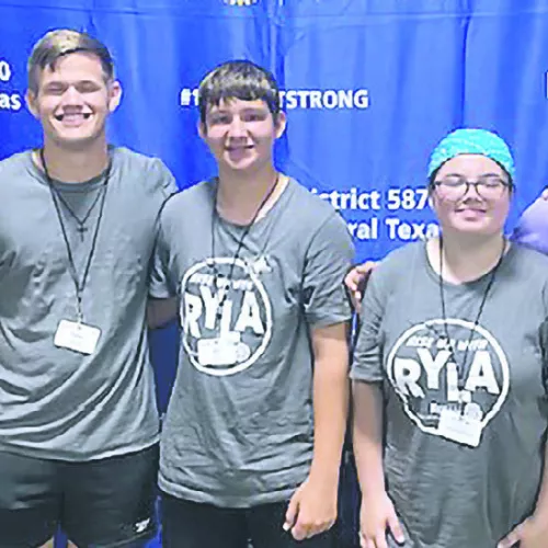 Shown here (L-R) are campers and counselors Zoe Clore of Milano, Destin Richardson of Rockdale, Peyton Steinbecker of Milano, Jovi Hughes of Milano, Illiana Roemelin of Rockdale, Bryson Hughes of Milano and Jackson Clore of Milano.