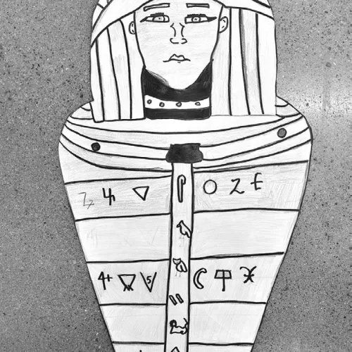 ‘Ancient Egyptian tomb’ artwork by Camila Lozano, a sixthgrade Intro to Art student in Rockdale Junior High School.