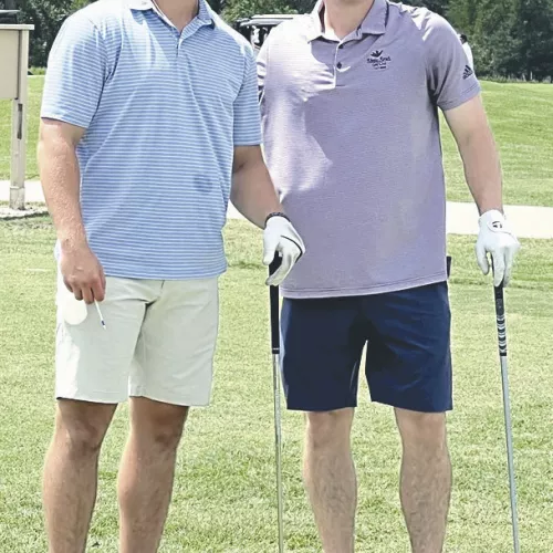 Ashton Alberts and Lane Niemschk were among the many golfers in last week’s Rockgusta Golf Tournament held at Rockdale Country Club. Reporter/Ken Ansell