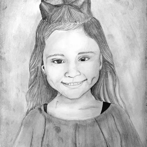 Self-portrait drawing by Jacie Hartley, an eighth-grader in Art II at Rockdale Junior High School.
