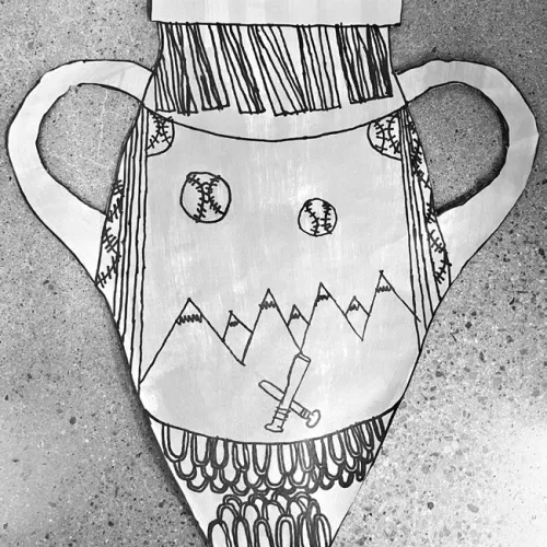 ‘Ancient Greek pottery’ artwork by Brantley Brawn, a sixth-grade Intro to Art student at Rockdale Junior High School.