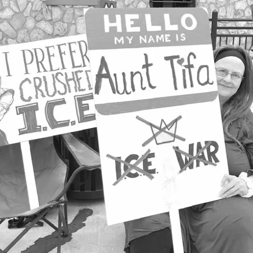 PROTESTING—A few more scenes from Rockdale’s No King’s rally held downtown Saturday morning.